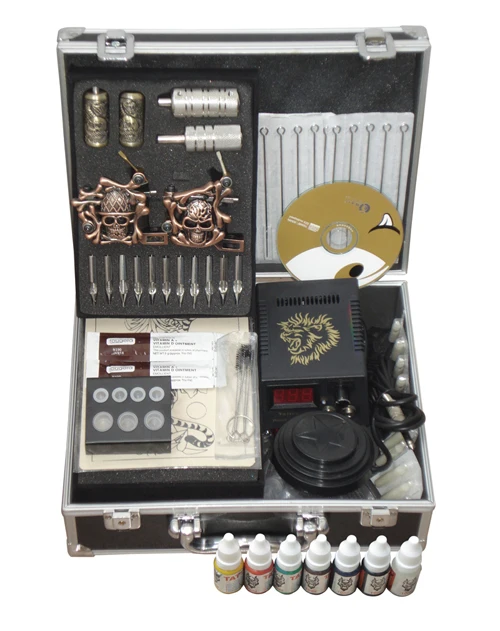 

professional tattoo machine kit completed gun set permanent makeup tattoo machine kit with tattoo supply box