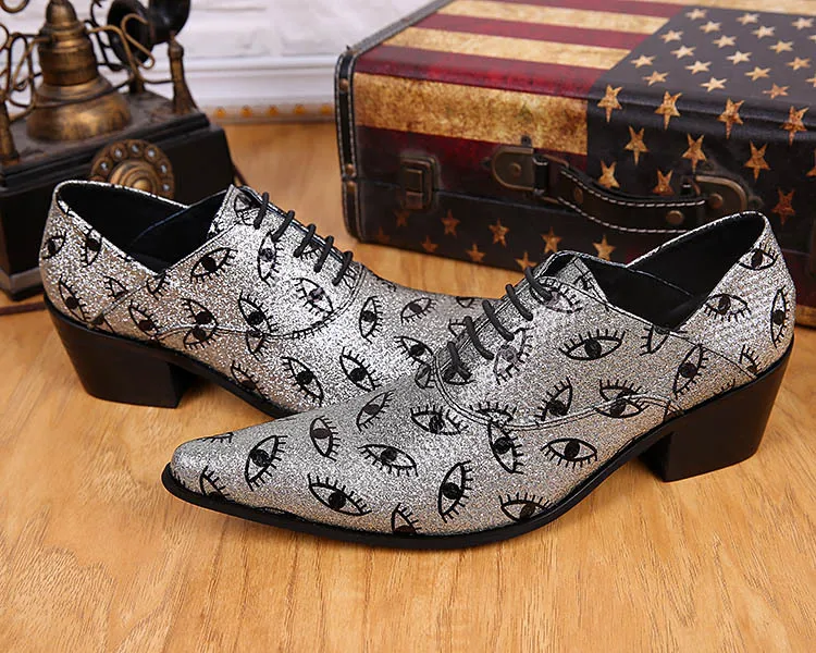 Leder Mit hochzeit Ntparker Schuhe Yhandsome Business Man'sntparker Kleid Silber casual Muster Schuhe Augen Schwarz Mann wYqEYP