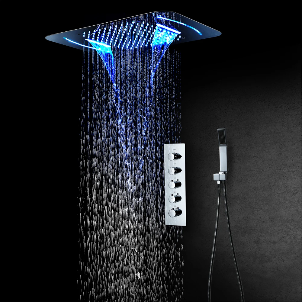 Rainfall Led Light Showerhead Waterfall Shower Head Misty