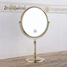 Зеркала для ванной 8 дюймов круглый зеркальный стол увеличительные зеркала Косметика Черный двухстороннее Латунное зеркало для ванной комнаты F