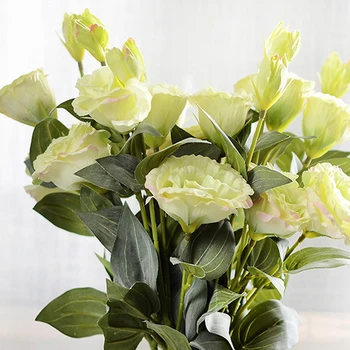 3 Heads Artificial Silk Flower Eustoma Fake Flowers Gradiflorus Lisianthus Wedding Party DIY for Home Darden Decoration