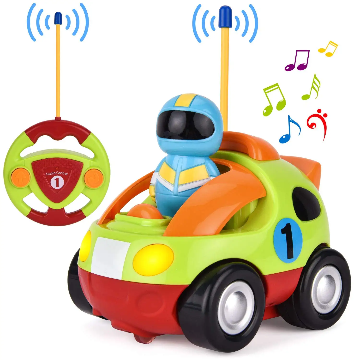 

Children's cartoon remote control car race car with Music & Lights Electric Radio Control Toy for Baby Toddlers Kids & Children