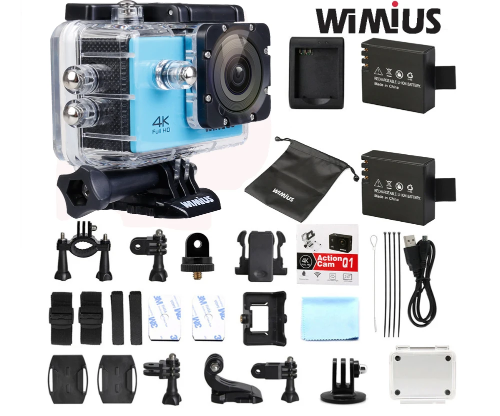 Wimius Action Sports Camera 4K Ultra Wifi 2.0 inch Lens 16MP 1080P Full HD Mini Helmet Car DVR Outdoor Cam go Underwater 40M Pro