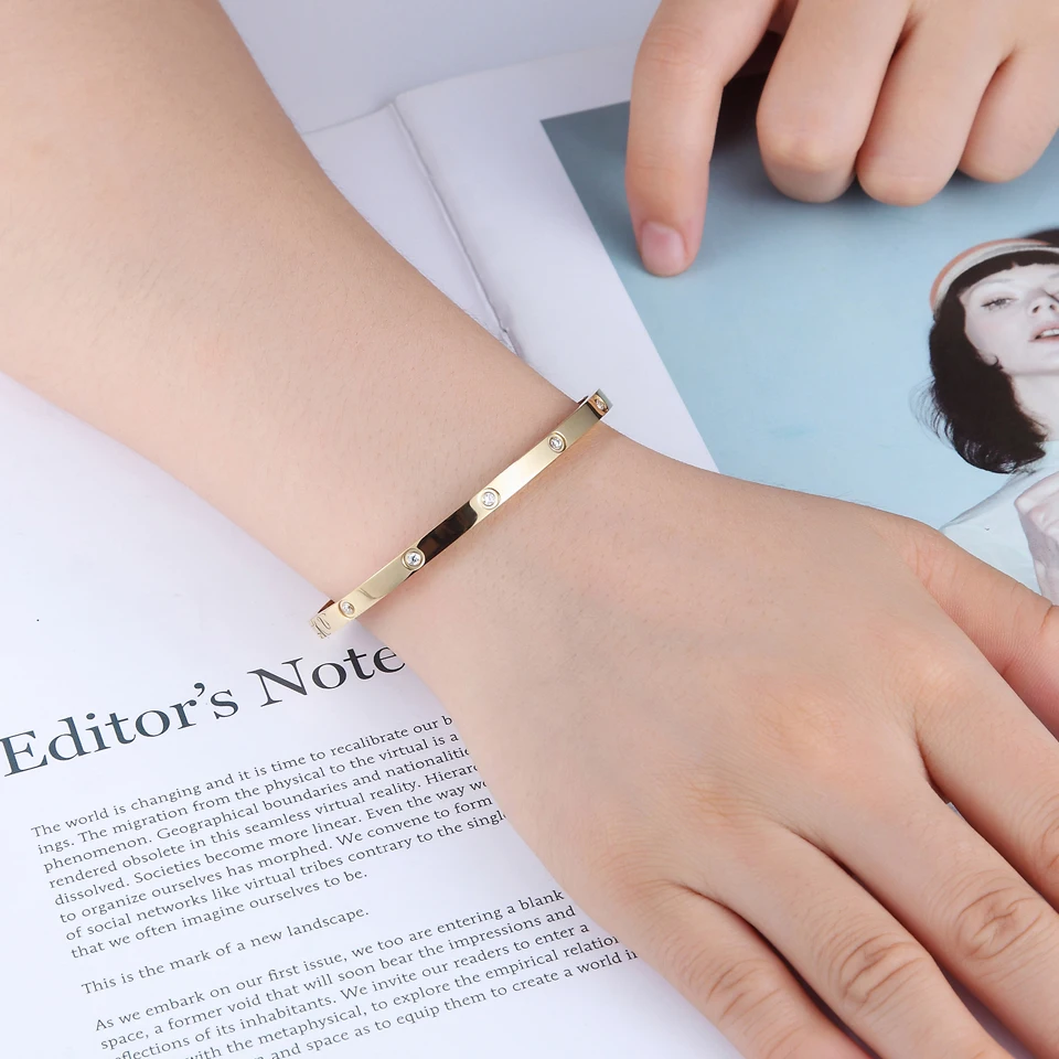 Lovers Bracelets Woman Bracelets Stainless Steel Bangles and Bangles Cubic Zirconia Golden Woman Jewelry Gifts bangle bracelet,stainless steel bracelet,zircon bracelet,zirconia bangle
