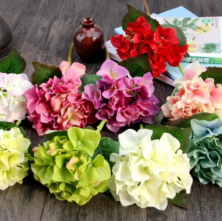 

Elegant Hydrangea Artificial Silk Flower Wedding Centerpieces Bouquet Ornament Garland Home Decoration 9 Color New Arrival SF012