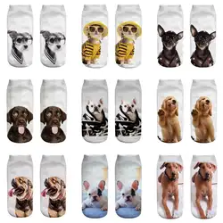 2019 женские модные 3D животные кошка собака носки с принтом Kawaii Короткие хлопковые носки рождественские милые носки с низким вырезом