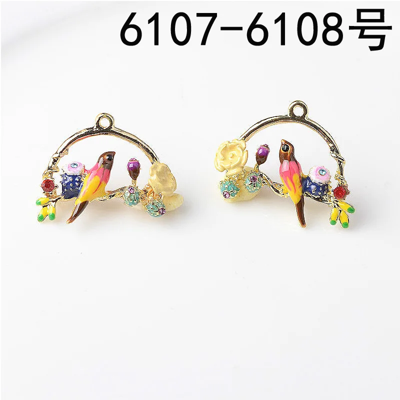 

22*27mm High quality Gold Color Alloy Enamel Bird on Branch Charm Oil drop Bird Charm For Earring DIY Handmade Jewelry Making