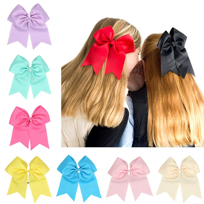 

AHB 7'' Solid Cheer Bows Large Hair Bows with Clips for Girls Handmade Cheerleading Bowknot Hairgrips Party Hair Accessories
