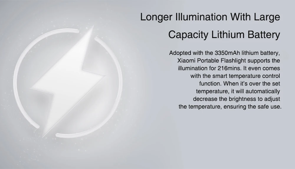 Xiaomi 240LM Stepless Dimming 11 Modes 3350mAh USB Rechargeable Mobile Power Mini LED Flashlight