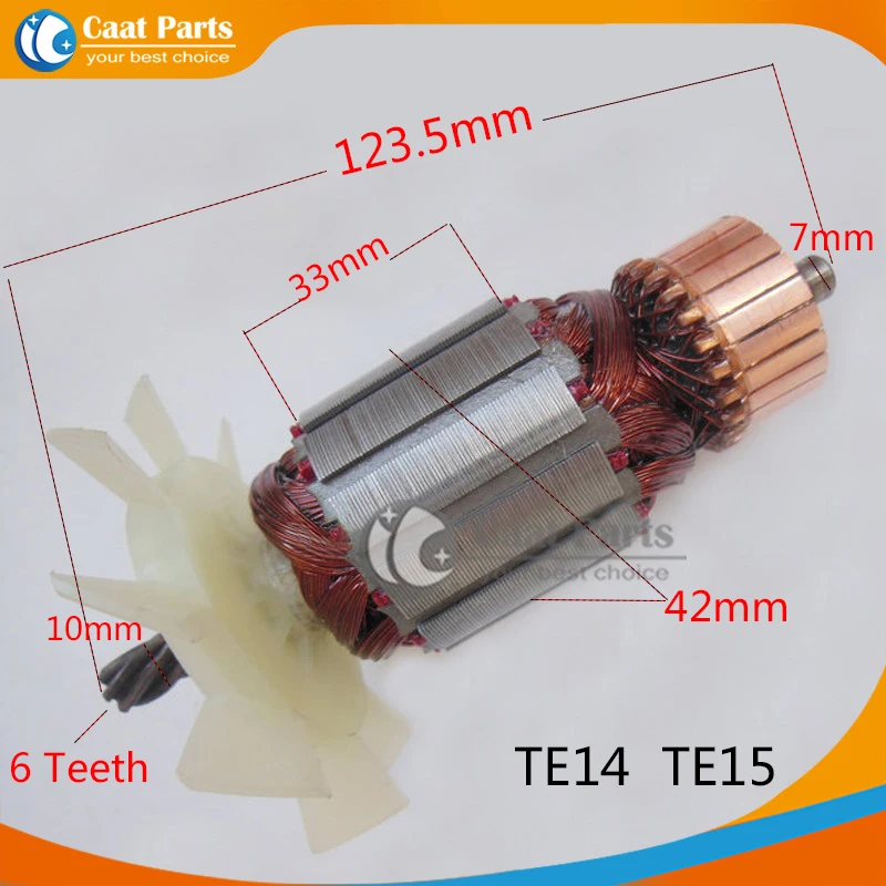 Замена AC220V-240V 6 Зубы приводной вал электрический молоток арматура ротор для HILTI TE14 TE15 TE-14 TE-15, высокое качество