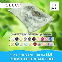 CLUCI 30 шт 6-8 мм смешанный 20 цветов круглый жемчуг Akoya в устричной соленой воде Жемчужное Ожерелье Akoya устрицы с жемчугом