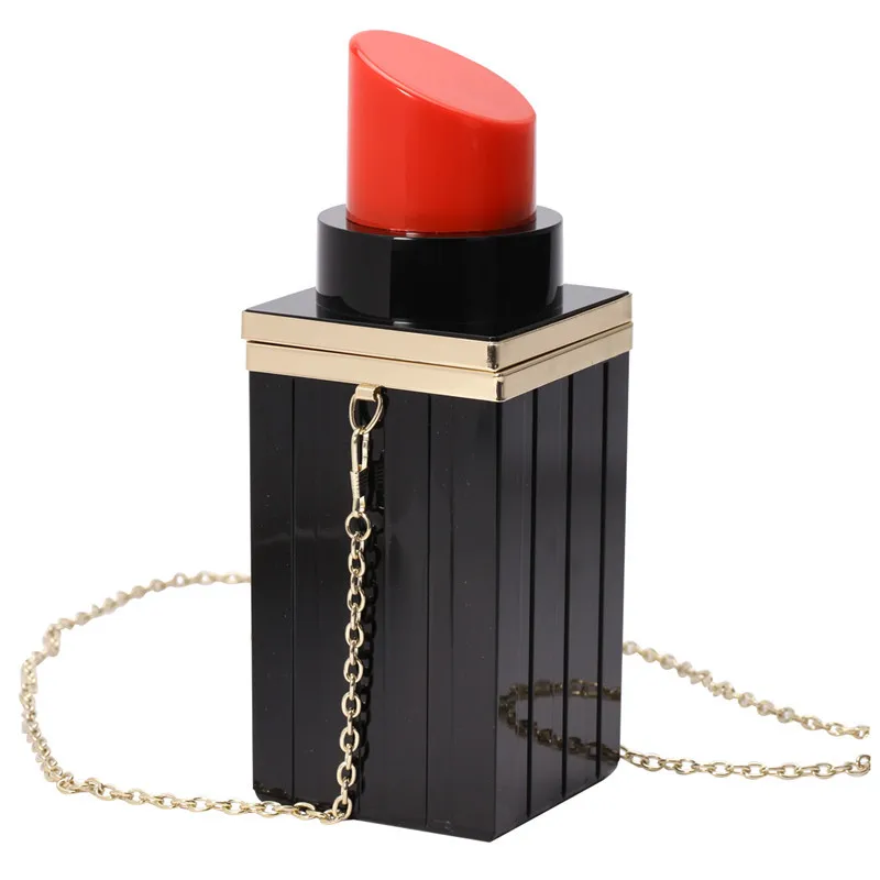 

Lipstick Shape bag lipstick hand shoulder bag chain dinner bag mini acrylic bag