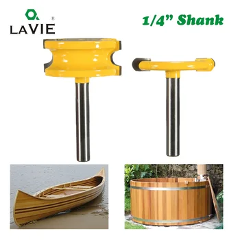 

2pcs 1/4" Shank Flute and Bead Router Bit Arc Woodwork T-Shaped Tenon Bits Slotting Router Bit Set Milling Cutter for Wood 01003