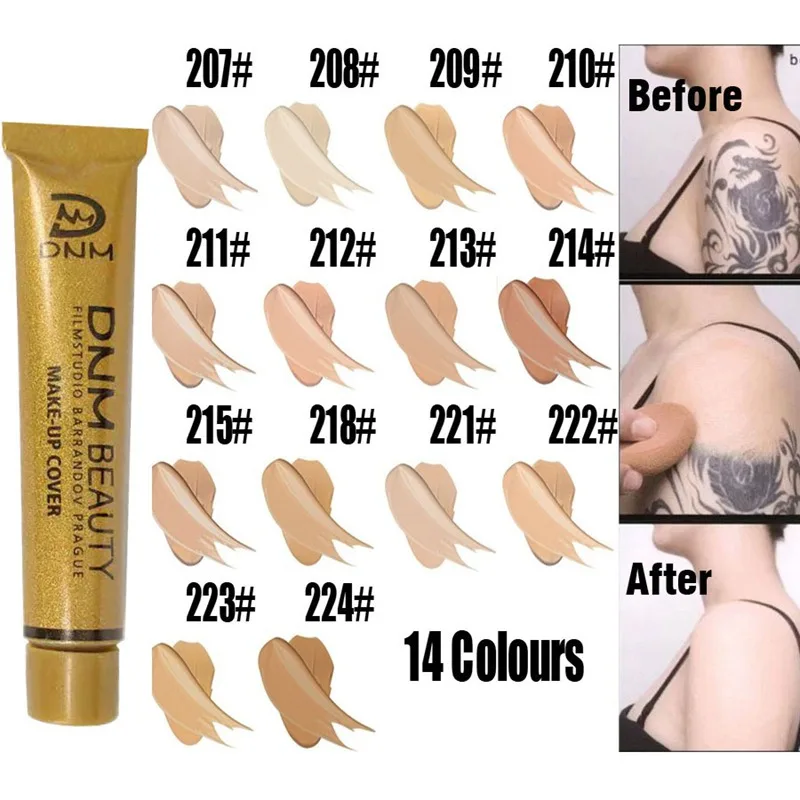 

14 Colors Small Gold Tube Liquid Concealer Concealer Liquid Foundation Acne Tattoo Spots Cover Foundations Makeup Set