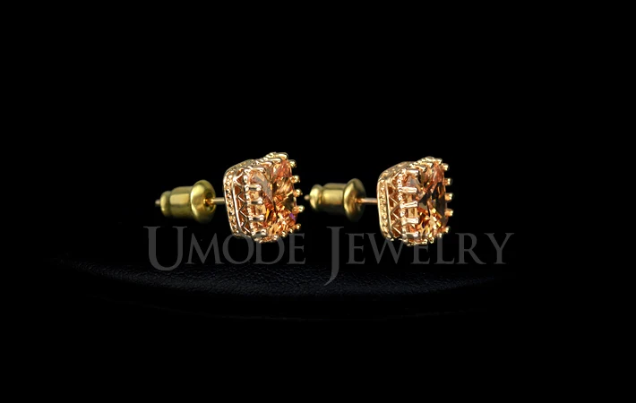 UMODE Brand Earrings Fashion Jewelry Gold Color Crystal Stud Earrings For Women Bijoux With Princess Cut AAA+ CZ Brincos AUE0094