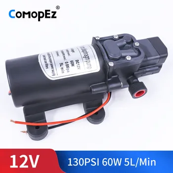 

DC 12V 60W 130PSI 0.8MPA 5L / Min Water High Pressure Diaphragm Pump Self-Priming Pump Automatic Switch Intelligent