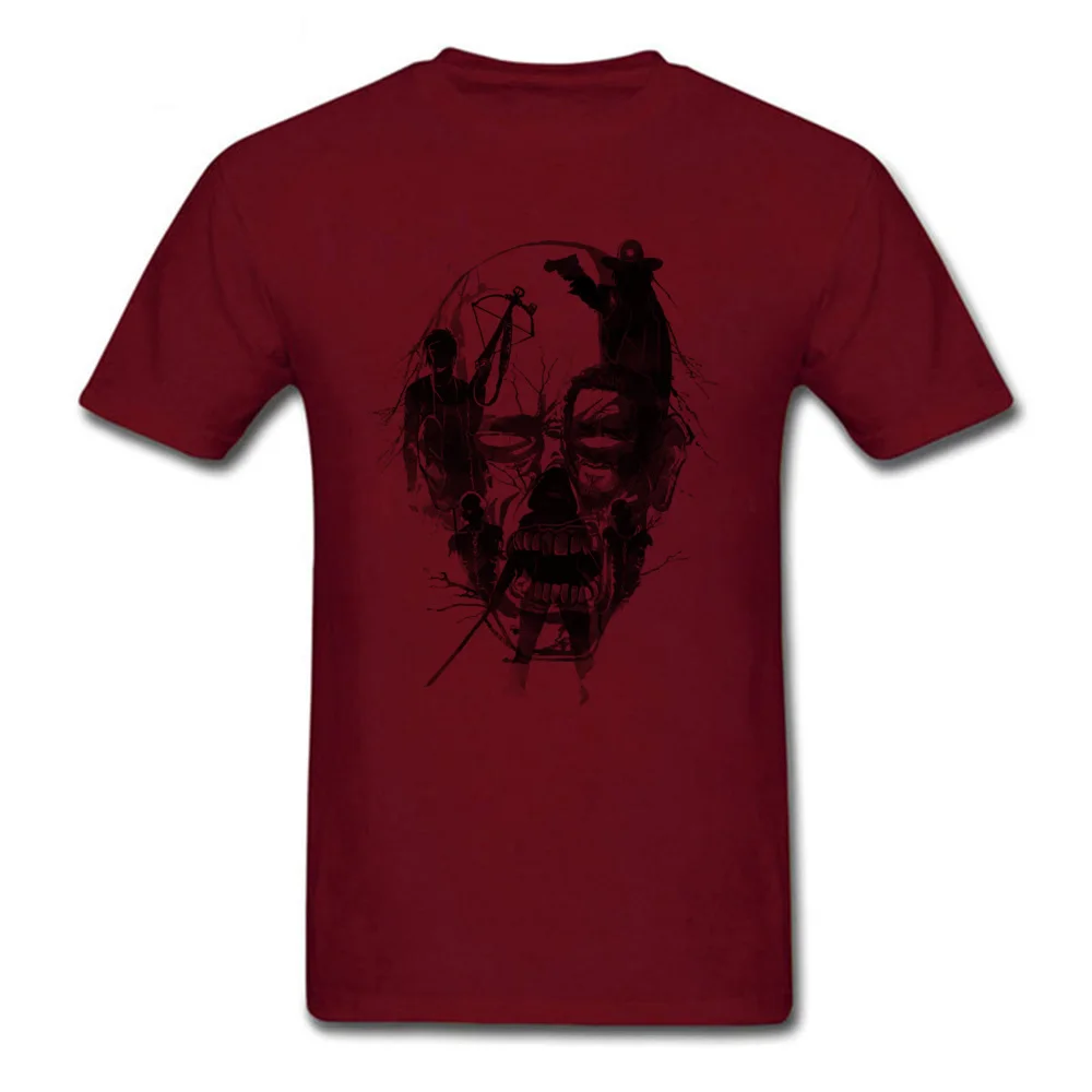 PrintClassic Short Sleeve T Shirt Summer Funny O-Neck 100% Cotton Tee-Shirts Men T Shirts Dead Walker  Top Quality Dead Walker maroon