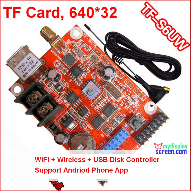 

Wifi led control card + wireless android phone APP, usb support ,rs232 support, control 640*32 led monochrom panel controller
