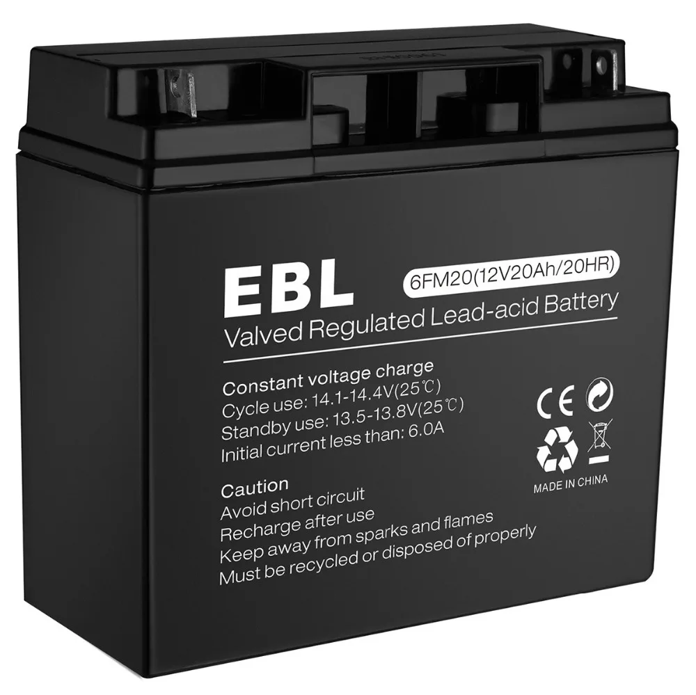 

EBL 6MF20 12V 20Ah AGM 20Amp Rechargeable Sealed Lead Acid Battery