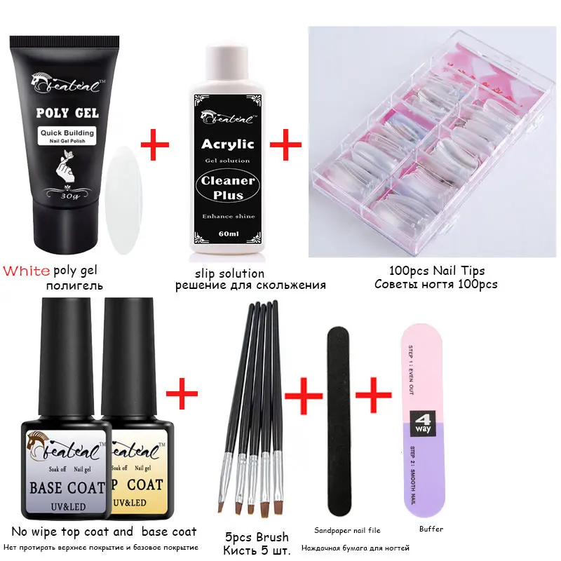 

Beateal 8 Colors Poly Gel Nail Art Manicure Kits UV Builder Gel Nail Extension Gel Lacquer Acrylic French Nail Tips PolyGel Set