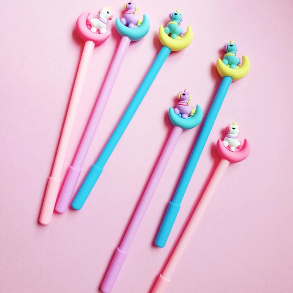 

2Pcs/lot 0.38mm Creative Unicorn moon Gel Pen Signature Pen Escolar Papelaria School Office Stationery Supply Promotional Gift
