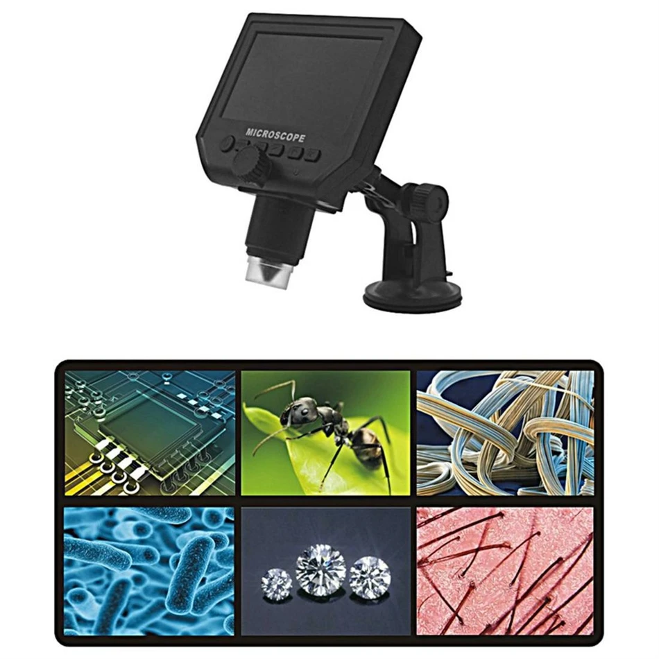 

G600 600X LCD Digital Microscope LED Zoom 1-600X 3.6MP 4.3" HD OLED Display Rechargeable Lithium Battery dropshipping