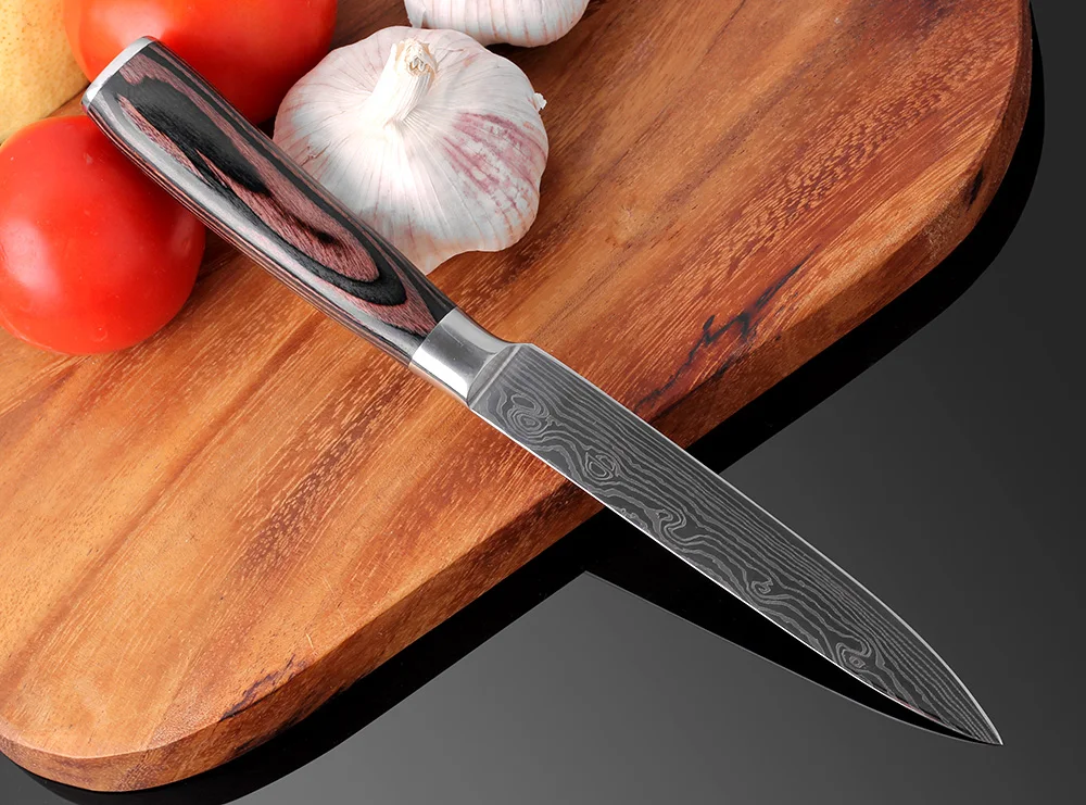 XITUO высокое качество " дюймовый нож шеф-повара Santoku нож для очистки овощей лазерный дамасский стальной кухонный нож для пилинга острые ножи для стейка