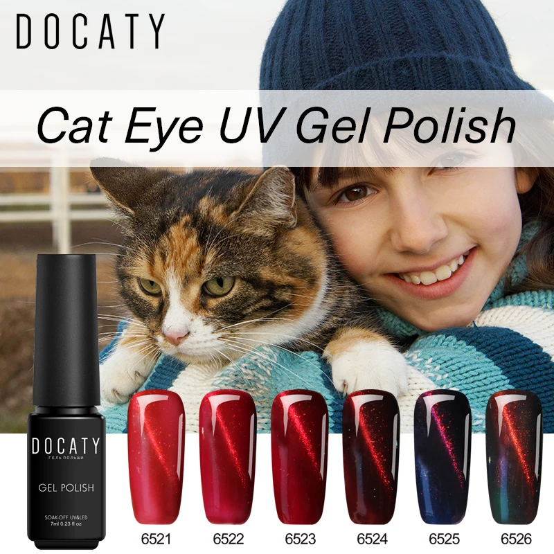 

Docaty Popular 3D Red Flame Cat's Eye Semi-permanent Gel Polish Soak-off Magnetic Hybrid Gel Varnish Nail Art Glitter Nail Gel
