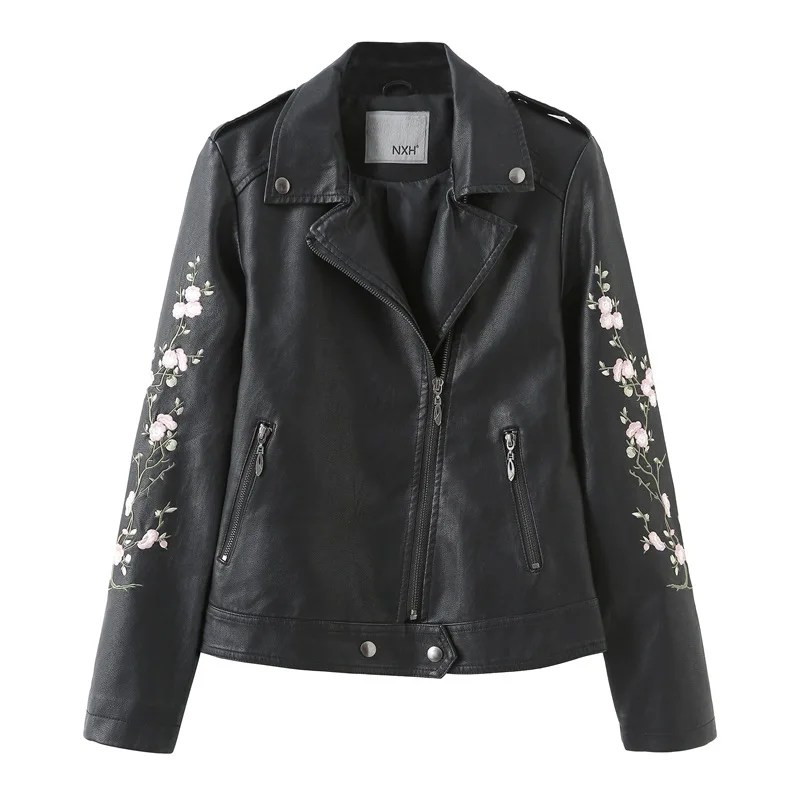 الصورة الحقيقية النساء الشرير Clasic سستة سترة جلدية الخريف الشتاء نوعية جيدة دراجة نارية طرز أسود بو معطف فو لينة التلبيب