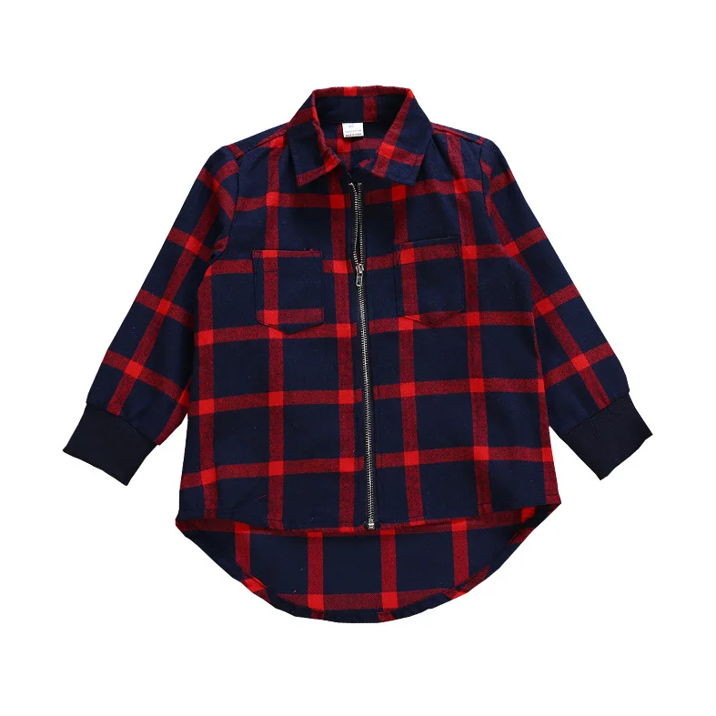 Spring Boys Jackets Checked Causal Kids Coats with Zipper Plaid ...