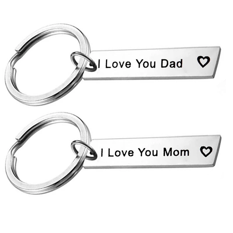 Брелок для ключей I Love You Mom/dad модный простой брелок из нержавеющей стали