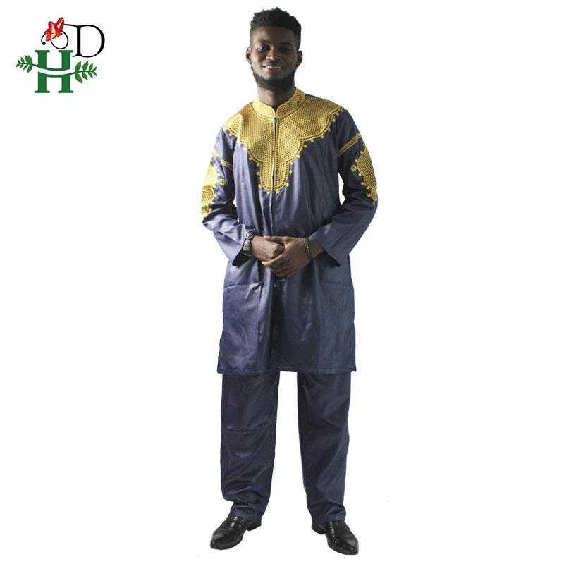 H& D африканская мужская одежда традиционная на молнии riche africano hombres camisa con pantalones bordado camiseta pantalones dashiki