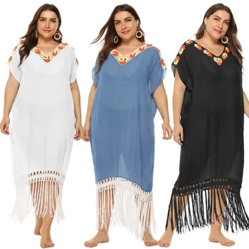 

Beach Tunics Bikini Cover Up Dress Beachwear For Women Tunic Swim Suit Swimsuit Cardigan Ladies Crochet Stitching Female