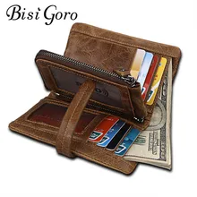 Bisi Goro,, унисекс, кошелек из натуральной кожи, Crazy Horse, съемный Кошелек для монет, винтажный, для кредитных, визитных карт, короткий кошелек
