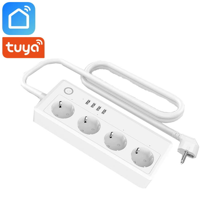 

Tuya Smart Life Wifi Smart Power Strip EU UK US Plug 4 USB Ports 4 Outlets Independent Control Works With Alexa Google Home