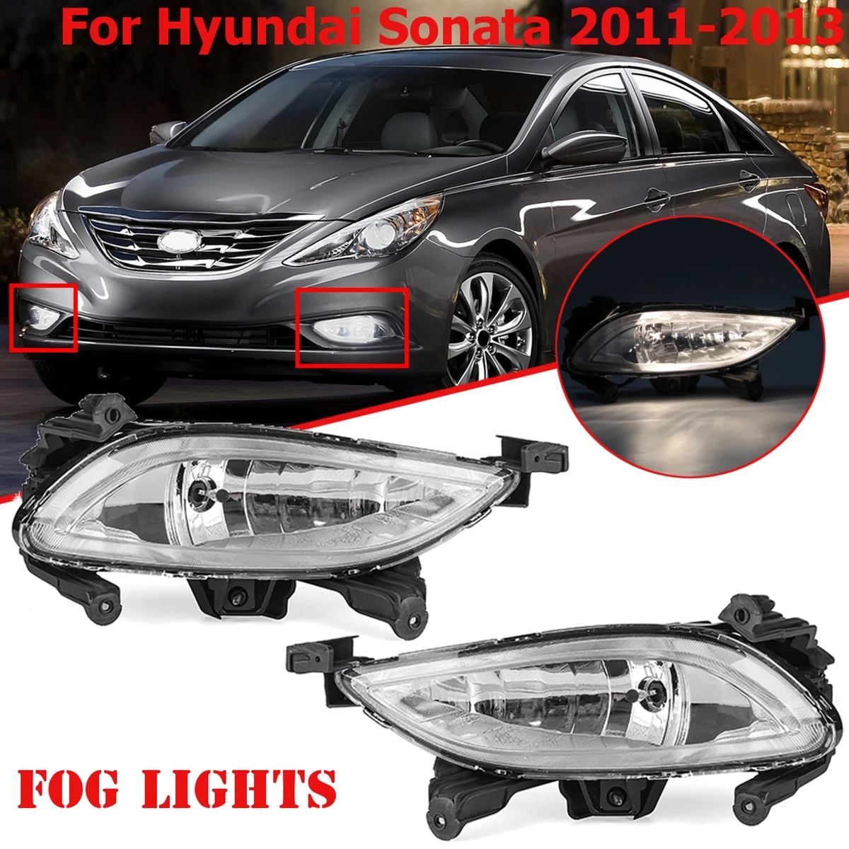 For Hyundai Sonata 2011 20131 Pair Car Fog Lamp Front Halogen Fog
