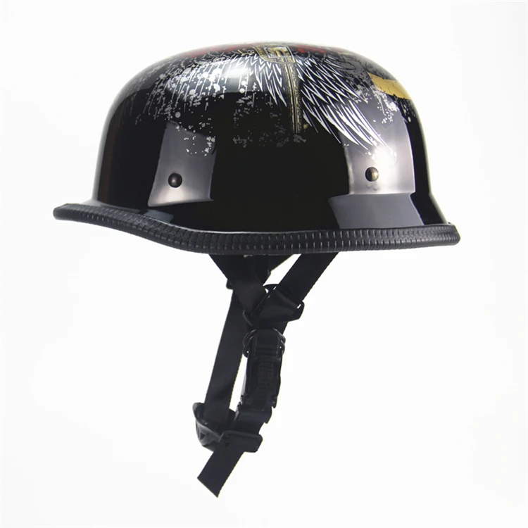 Половина лица винтажный мото rcycle шлем Ретро немецкий Kask Chopper мото скутер шлем голова Защитная Шестерня в горошек Утвержденная - Цвет: light black