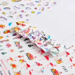 5 шт. Цветущий цветок ожерелье Фламинго 3D тисненые наклейки для ногтей цветные Переводные изображения самоклеящиеся наклейки украшения