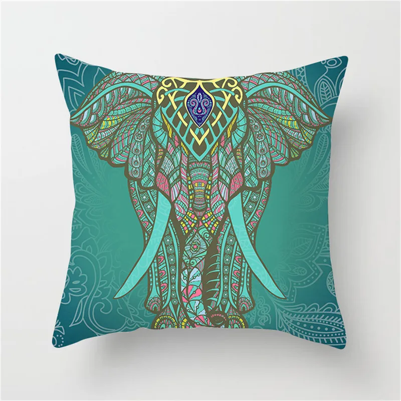 

Fuwatacchi Elephant Cushion Cover Mandala Throw Pillow Cover for Home Chair Home Indian National Style Decorative Pillows 45*45