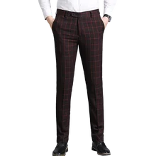 Мужские клетчатые узоры тонкие прямые модные городские Формальные повседневные штаны весенние высококачественные повседневные брюки мужские 36 38