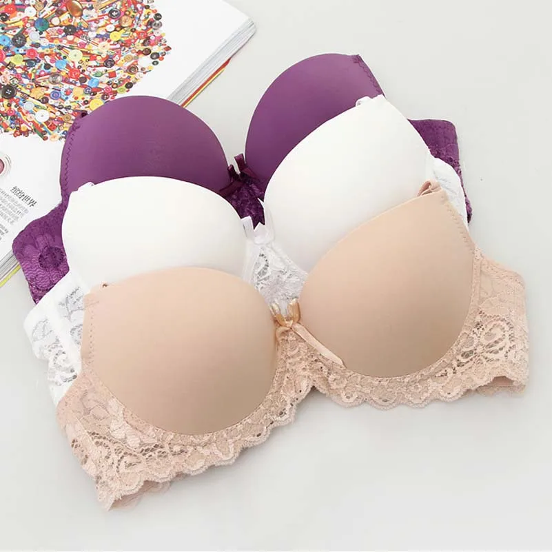 

Fashion lace Bra For Small Breast duoble cup Super Push Up Bra Sexy Lady Seamless student Cup girl lovely bra