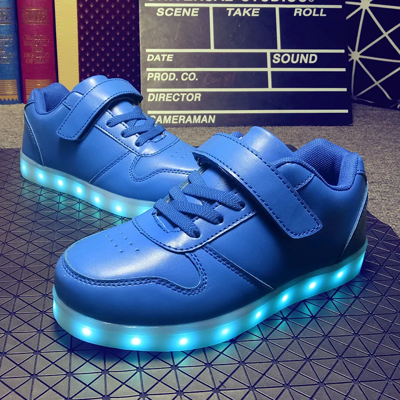 Светящаяся обувь со светодиодной подсветкой для мальчиков и девочек; модный светильник; повседневная детская обувь; 7 цветов; Зарядка через USB; Новинка; светящаяся подошва; детские кроссовки
