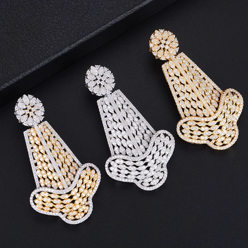 

missvikki Shiny Handmade Pendant Earriong with Full AAA Cubic Zirconia Charm Brand Jewelry Nigerian Indian Fashion Women Jewelry