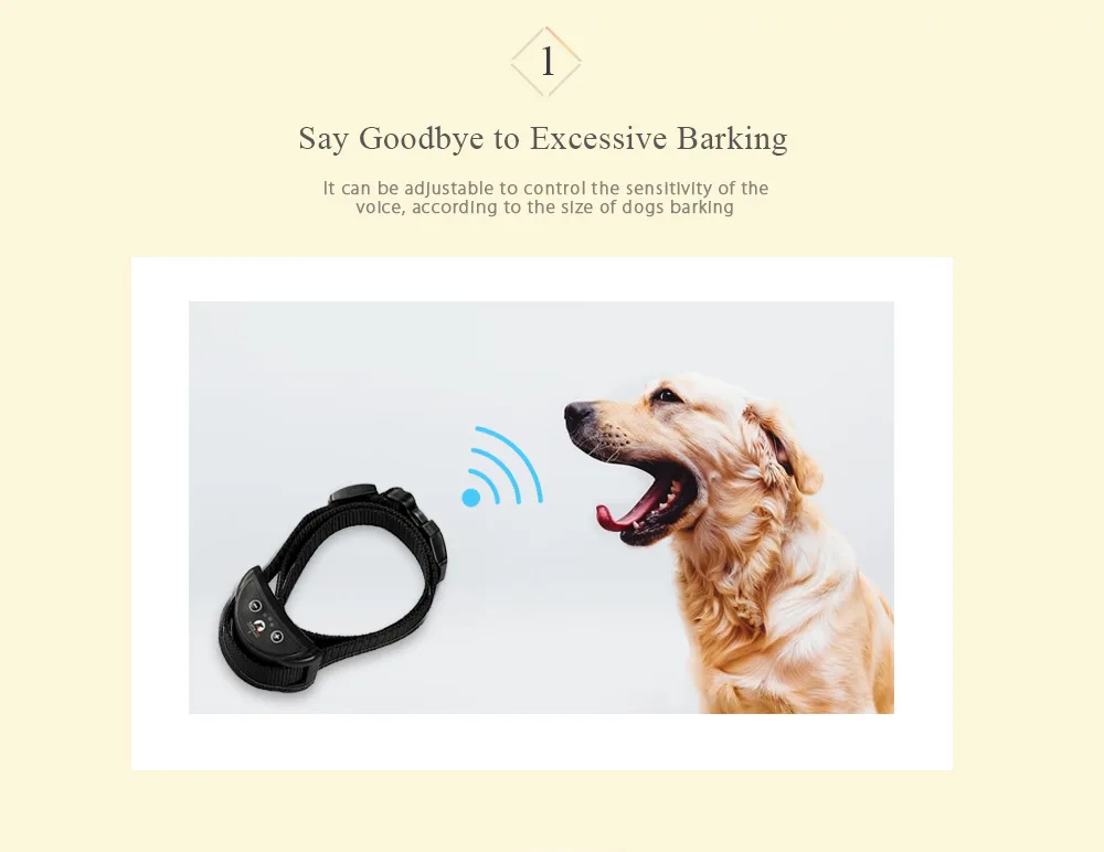 PaiPaitek PD 258 Anti-bark Dog Collar with 7 Levels Adjustable Sensitivity Control for Medium / Small Pets