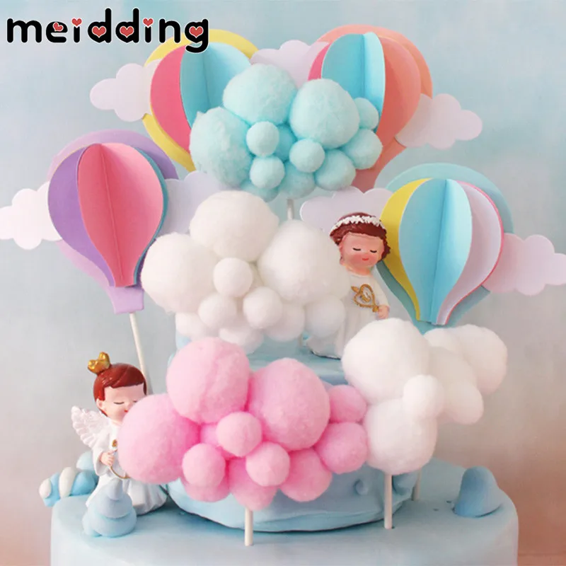 

Cartoon Hot Balloon Cloud Cake Topper Rainbow Cupcake Topper Decoration Baby Shower Kids Birthday Party Wedding Favor Supplies