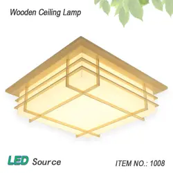 Японский стиль татами деревянный потолок и Pinus sylvestriсветодио дный светильник натуральный цвет квадратная сетка бумага потолочный