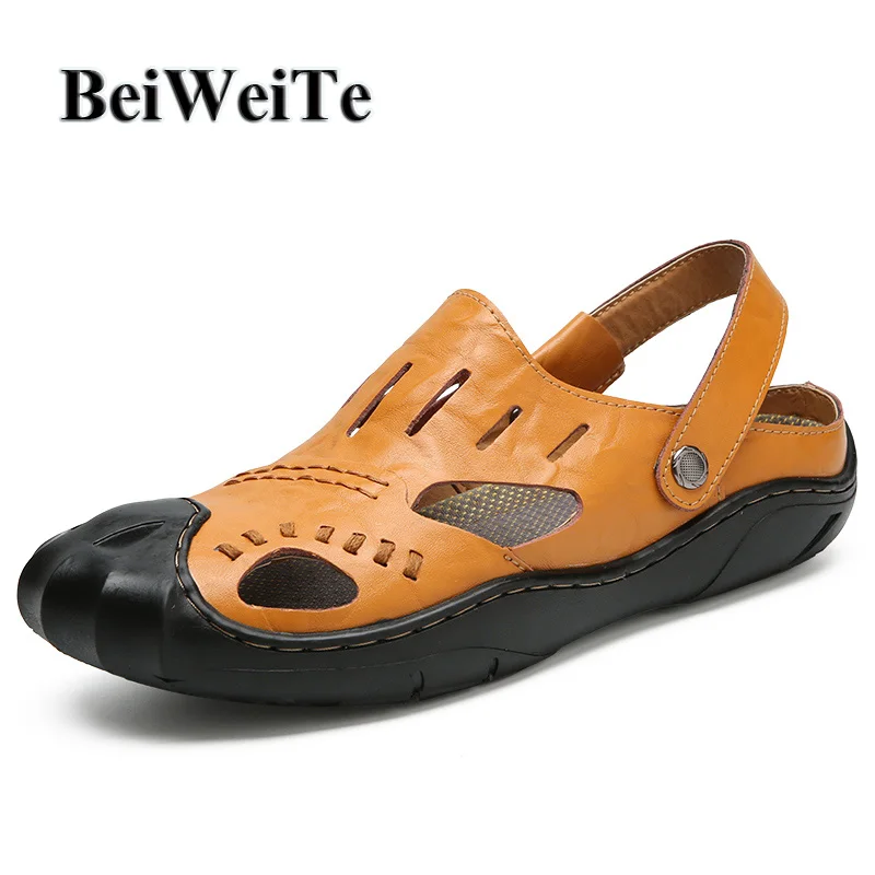 

BeiWeiTe Summer Men's Outdoor Beach Sandals Breathable Anti-skid Adjustable Slippers Closed Toe Anti-collision Walking Shoes NEW
