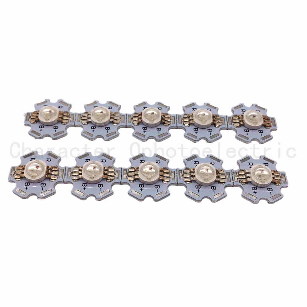 

20pcs 6pin 3W RGB Color High Power LED Chip Light (RED+BLUE+ GREEN) for RGB led lamp With 20mm Star Base