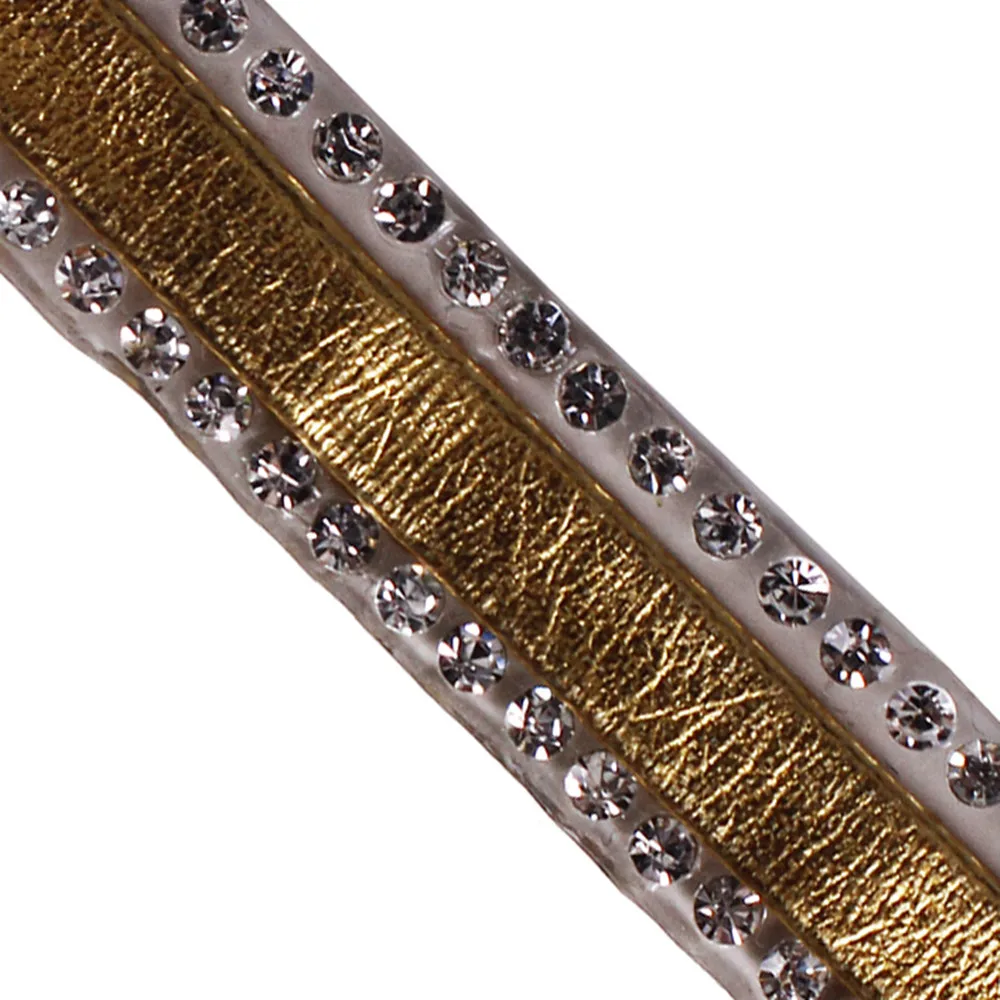 

15yards Gold Beading Crystal Hot Fix Motif Rhinestones Band Heat Transfer Patches Iron on Applique Trimming for Clothes T2478