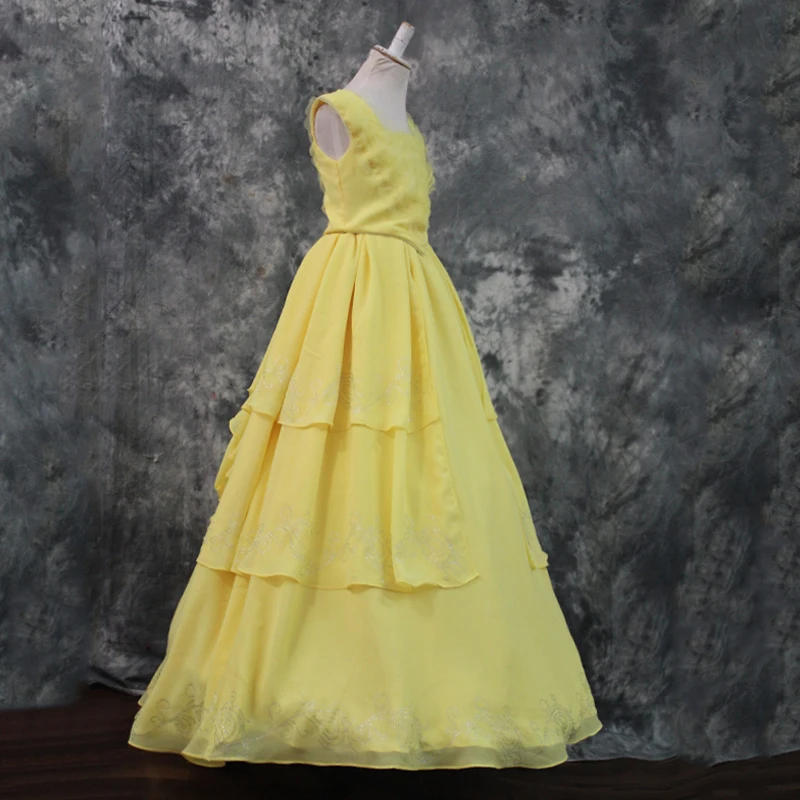 Top Quality Belle Princess Yellow Cosplay Costume Dress For Adults Women Girl Halloween Party Custom Made | Тематическая одежда и